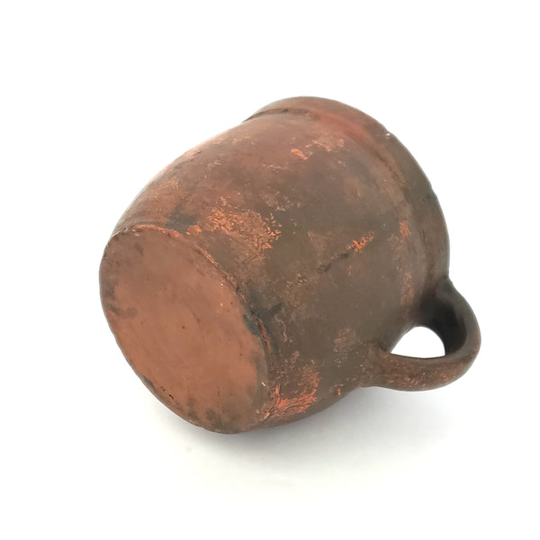 Vintage Redware Pottery Crock with Single Applied Handle 5 inch