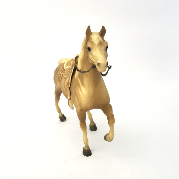 Vintage Breyer Cheyenne Western Prancing Horse #112 Palomino with Saddle and Reins