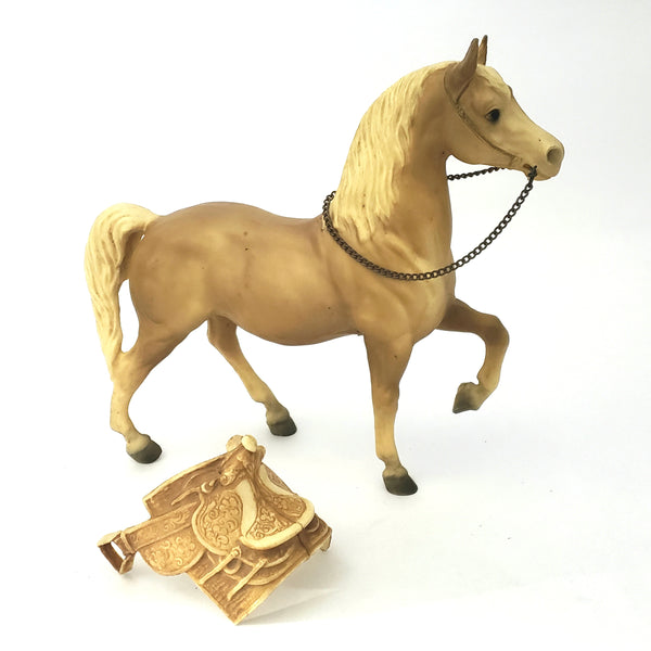 Vintage Breyer Cheyenne Western Prancing Horse #112 Palomino with Saddle and Reins