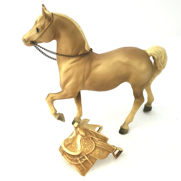 Vintage Breyer Cheyenne Western Prancing Horse #112 Palomino with Saddle and Reins