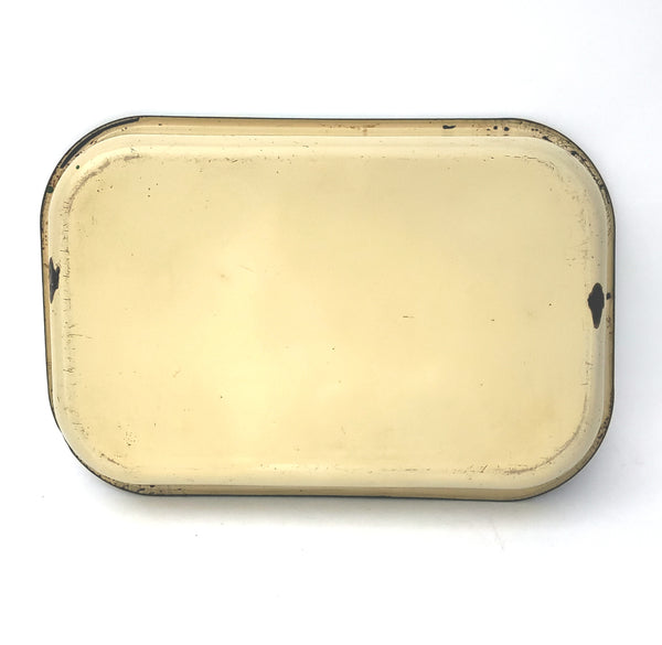 Pair of Vintage Cream and Green Enamelware Rectangular Baking Pans