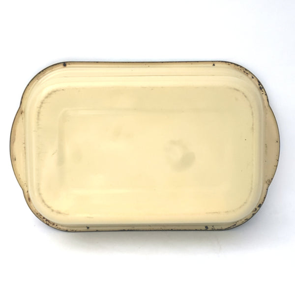 Pair of Vintage Cream and Green Enamelware Rectangular Baking Pans