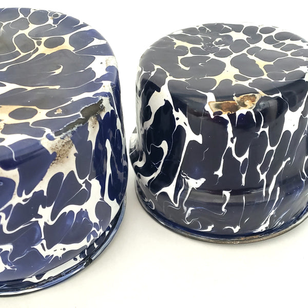 Vintage Blue and White Swirl Spatter Double Boiler