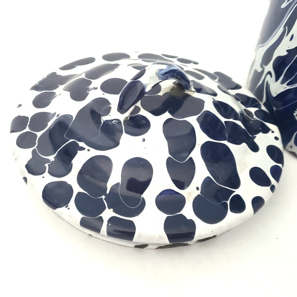 Vintage Blue and White Swirl Spatter Double Boiler