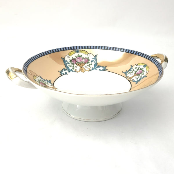 Vintage Noritake Footed ServinAntique Noritake Footed Serving Dish Double Handles Lusterware Roses in Pedestal Urn