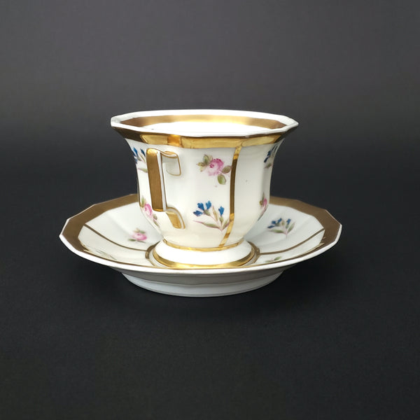 Antique Demitasse Espresso Cups and Saucer Set of 4 by G. Demartine & Cie Limoges, France