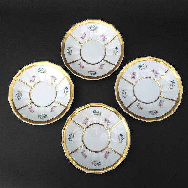 Antique Demitasse Espresso Cups and Saucer Set of 4 by G. Demartine & Cie Limoges, France