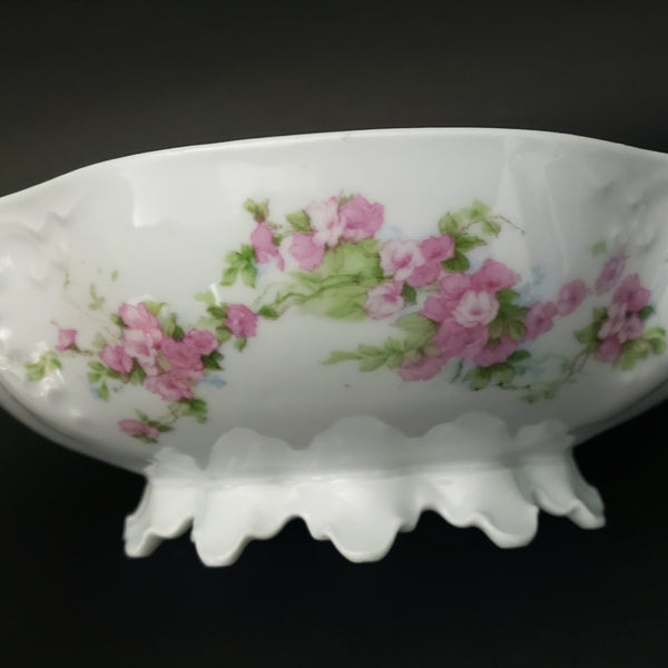 Antique Round Covered Vegetable Serving Bowl by Habsburg #3739 Pink Floral