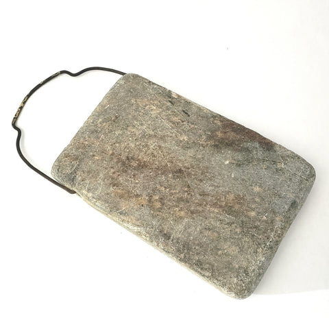 Antique Soapstone Bed and Foot Warmer with Metal Hanger