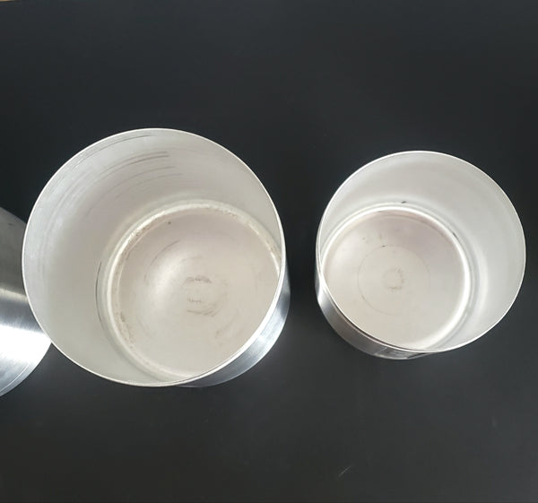 Midcentury Spun Aluminum Kitchen Canister Set of 5 Italy Plus Grease Canister ca. 1950s