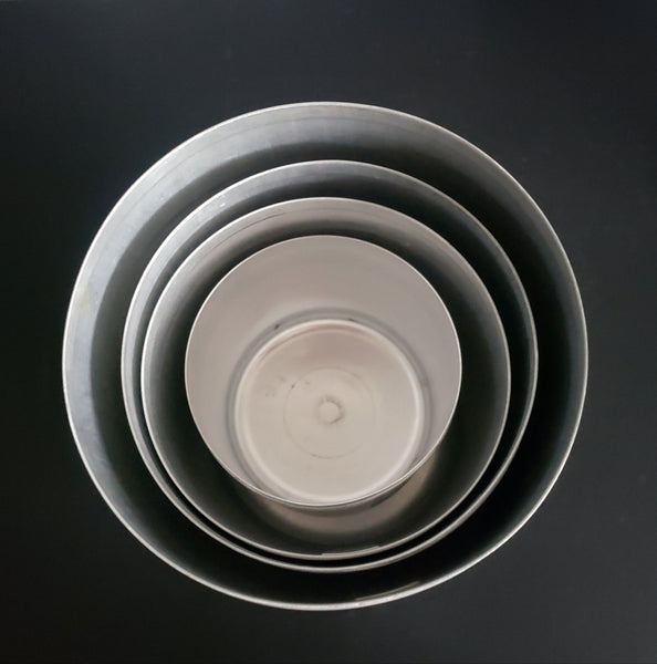 Midcentury Spun Aluminum Kitchen Canister Set of 5 Italy Plus Grease Canister ca. 1950s