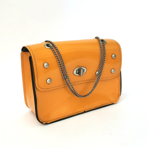 Midcentury Mod Orange Vinyl Fashion Purse Chain Handle 1960s