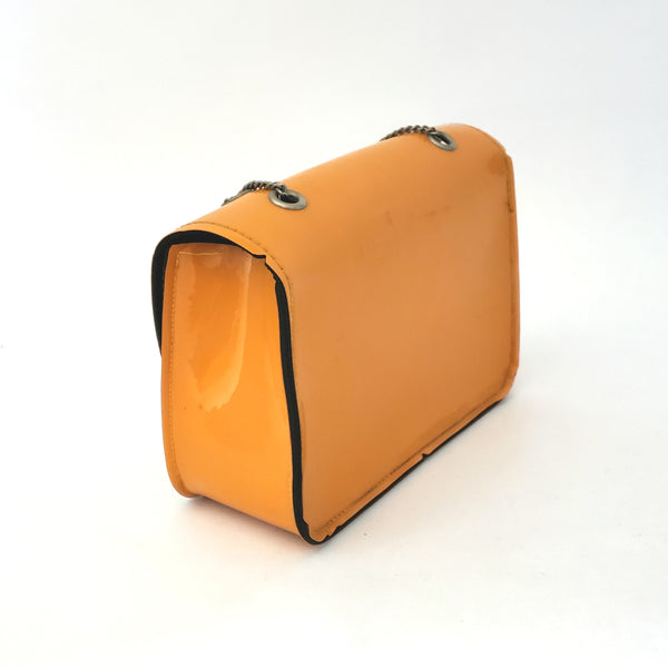 Mid Century Mod Orange Vinyl Fashion Purse Chain Handle 1960s