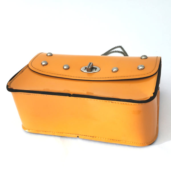 Mid Century Mod Orange Vinyl Fashion Purse Chain Handle 1960s