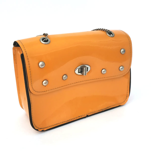 Mid Century Mod Orange Vinyl Fashion Purse Chain Handle 1960s