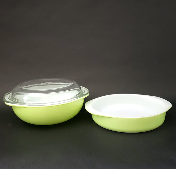 Vintage PYREX Lime Green Round Casserole Dishes Set of 2 ~ 1950s