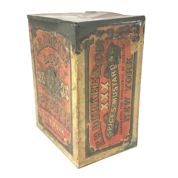 Antique General Store Spice PEPPER Tin Canister Advertising by E.R. DURKEE New York