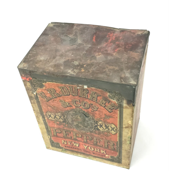 Antique General Store Spice PEPPER Tin Canister Advertising by E.R. DURKEE New York