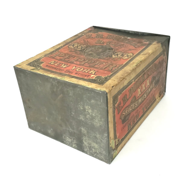 Antique General Store Spice PEPPER Tin Canister Advertising by E.R. DURKEE New York