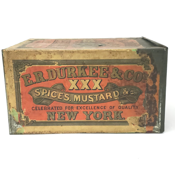 Antique General Store Spice PEPPER Tin Canister Advertising by E.R. DURKEE New York