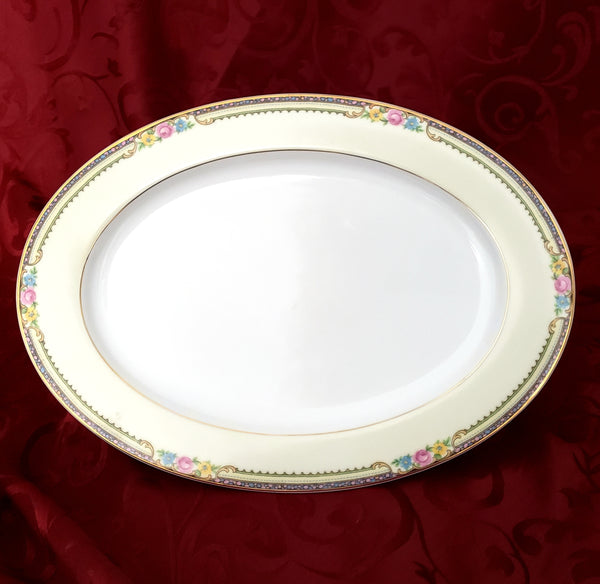 Oval Porcelain Serving Platter 12" Delaware Derby Pattern by TK Thun Bohemia