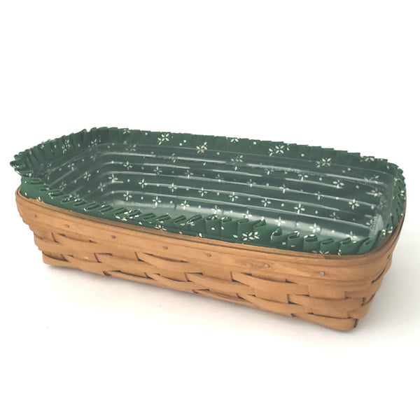Longaberger Bread Basket Green Fabric Liner and Protector 14 in Signed and Dated 1992