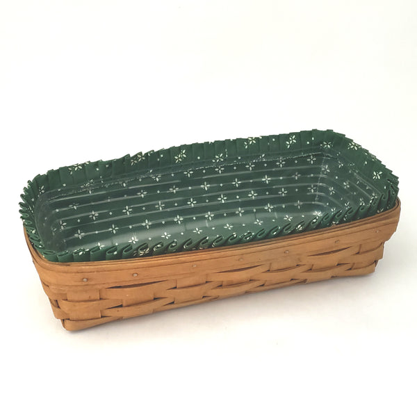 Longaberger Bread Basket Green Fabric Liner and Protector 14 in Signed and Dated 1992