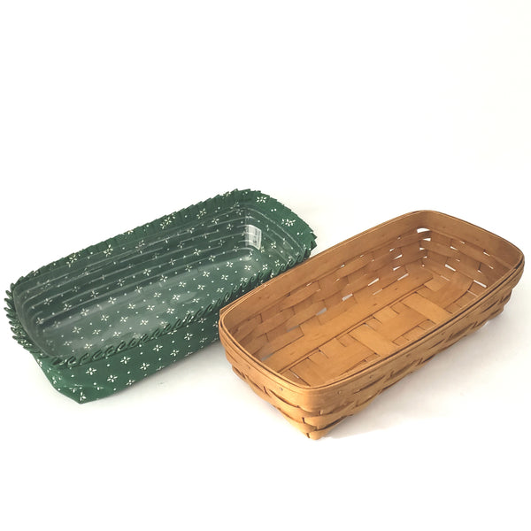 Longaberger Bread Basket Green Fabric Liner and Protector 14 in Signed and Dated 1992