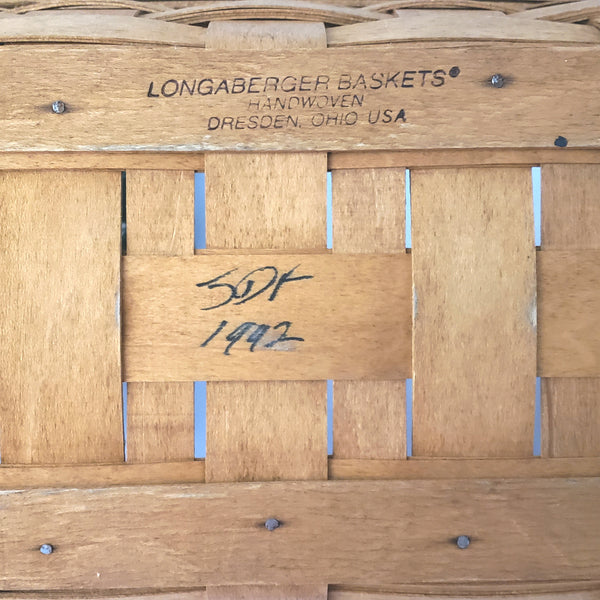Longaberger Bread Basket Green Fabric Liner and Protector 14 in Signed and Dated 1992