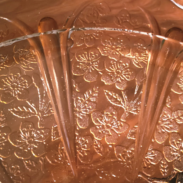 Vintage Cherry Blossom Pink Depression Glass Divided Grill Plates Set of 8 Jeannette Glass