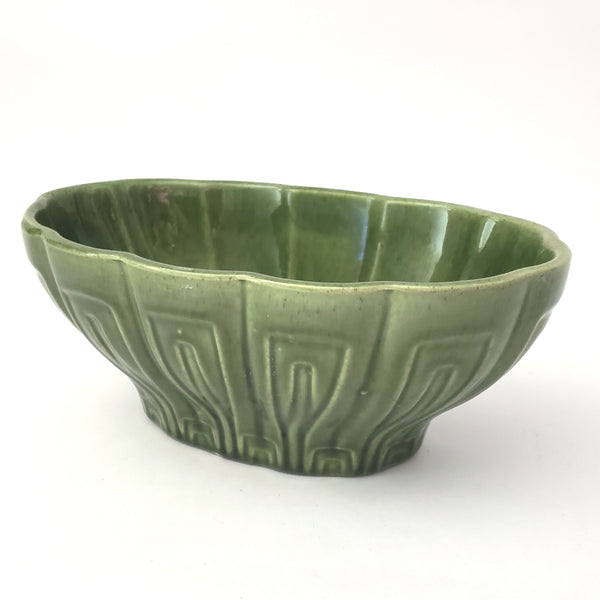 Haeger Mid Century Green Oval Ceramic Planter - Centerpiece Pottery