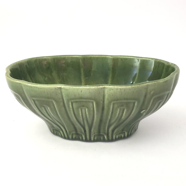 Haeger Mid Century Green Oval Ceramic Planter - Centerpiece Pottery