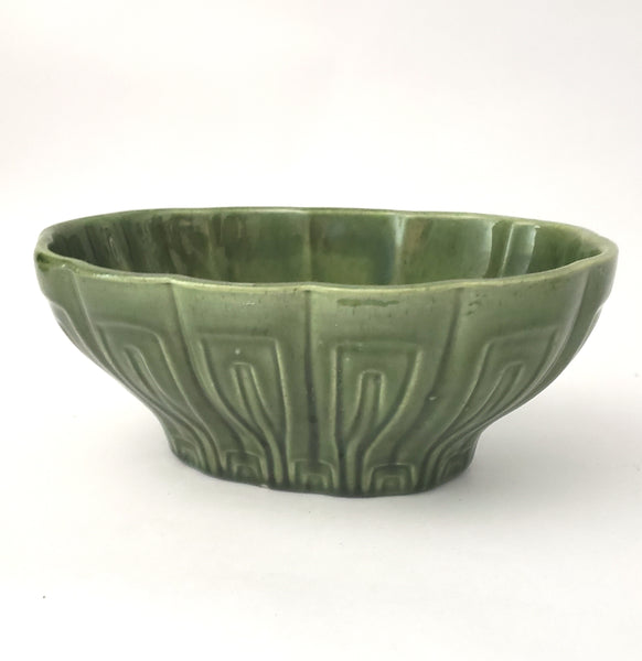 Haeger Mid Century Green Oval Ceramic Planter - Centerpiece Pottery