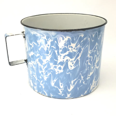 Antique EXTRA LARGE Blue and White Marbled Enameled Graniteware Mug ~ 20 Cups