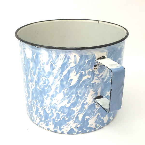 Antique Large Blue and White Marbled Enameled Graniteware Mug ~ 20 Cups