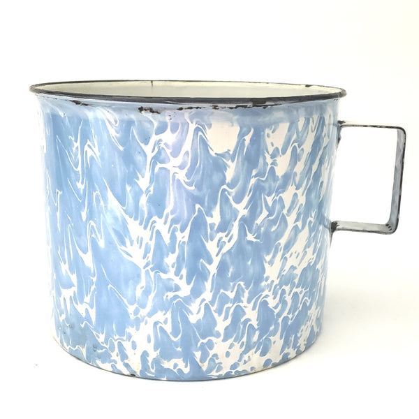 Antique Large Blue and White Marbled Enameled Graniteware Mug ~ 20 Cups