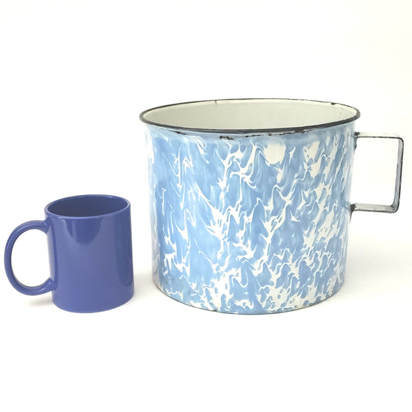 Antique Large Blue and White Marbled Enameled Graniteware Mug ~ 20 Cups