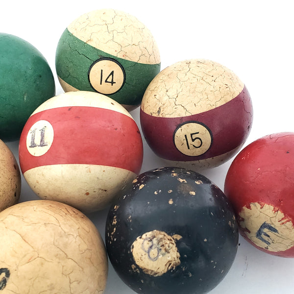 Old Vintage Billiard Pool Balls Lot of 11 - Repurpose or Display