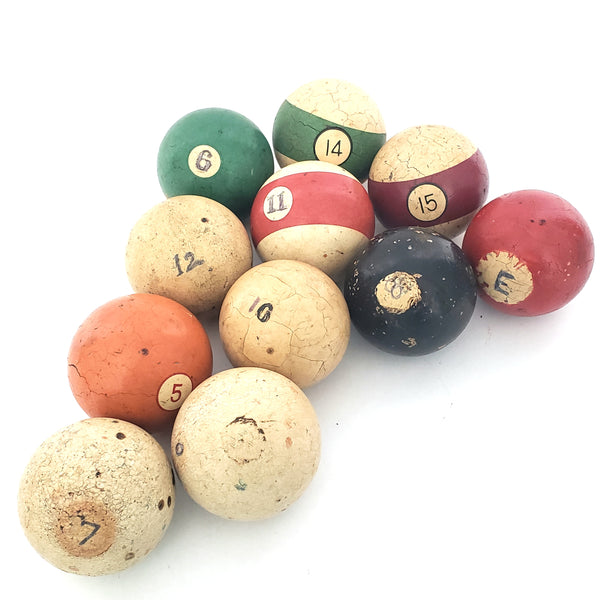 Old Vintage Pool Balls Lot of 11 - Repurpose or Crafting