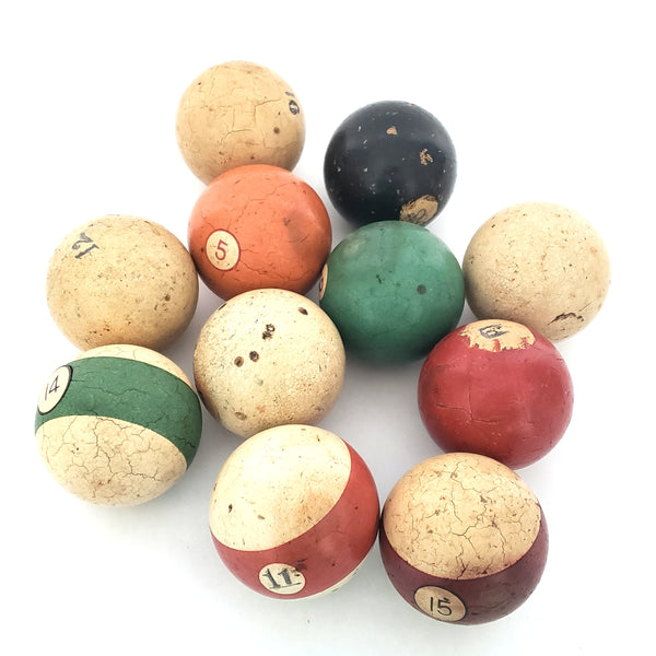 Old Vintage Billiard Pool Balls Lot of 11 - Repurpose or Display