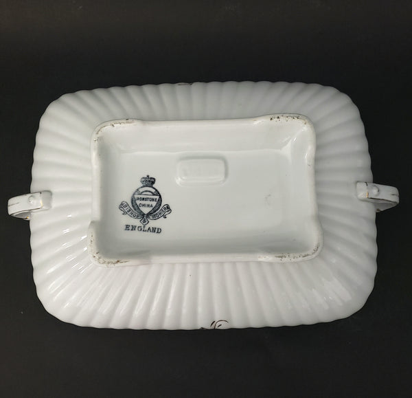 Antique White Ironstone Tea Leaf Vegetable Tureen & Lid Bishop & Stonier England
