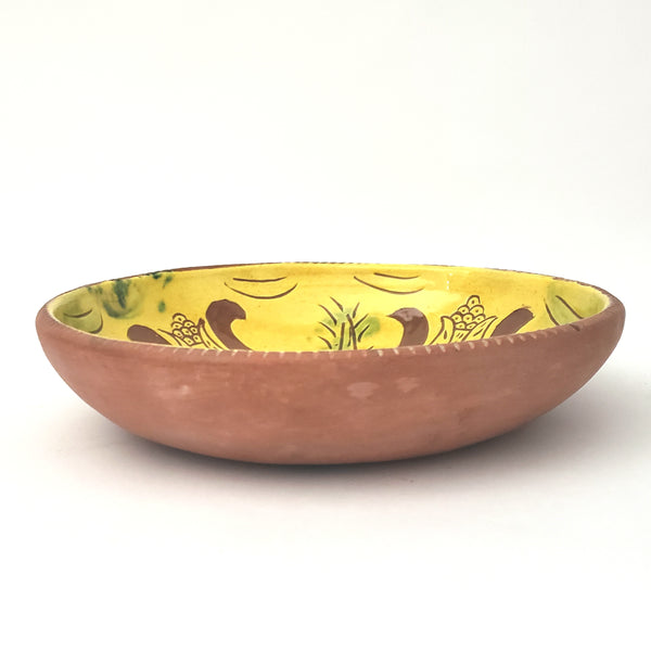 1976 Breininger Redware Sgraffito Decorated Bowl Tulips & Heart Signed B. Breininger