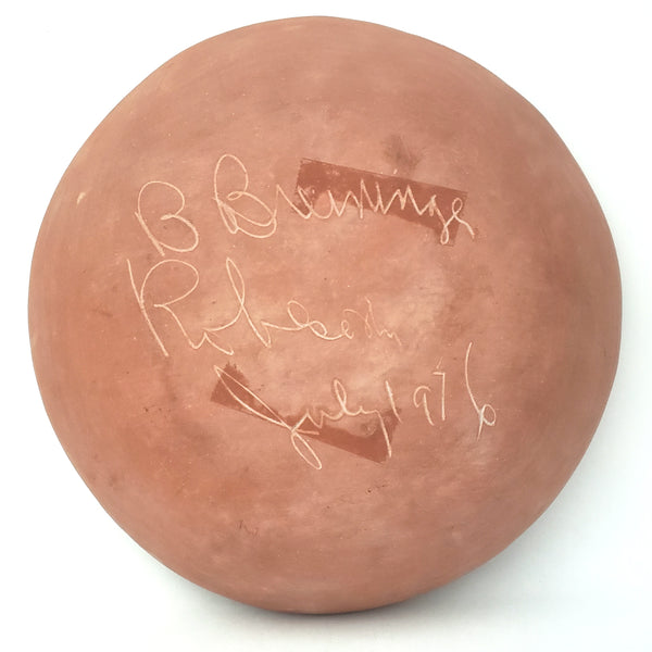 1976 Breininger Redware Sgraffito Decorated Bowl Tulips & Heart Signed B. Breininger