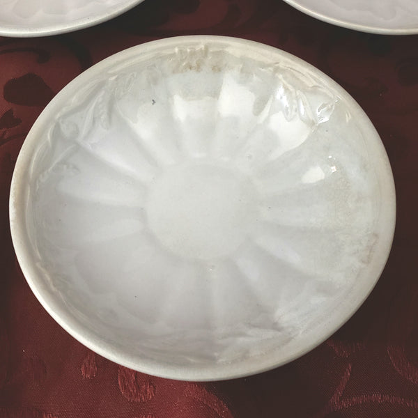 Antique White Ironstone Handleless Cups and Saucers Wheat Clover Turner & Tomkinson