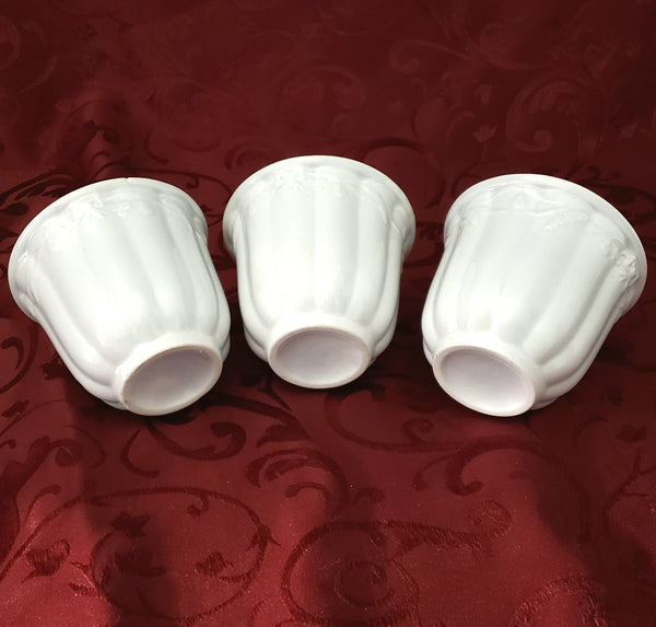 Antique White Ironstone Handleless Cups and Saucers Wheat Clover Turner & Tomkinson