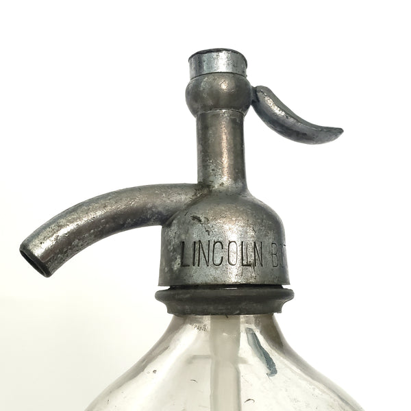 Vintage Clear Siphon Seltzer Bottle L. CLEIMEN Mineral Waters Philadelphia PA