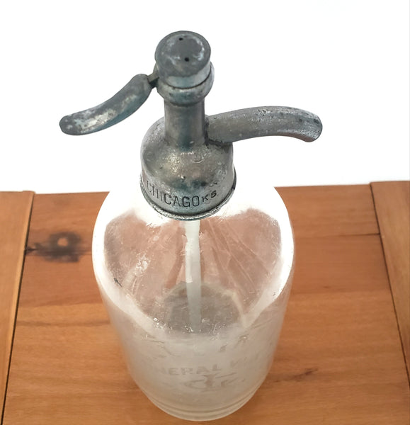 Vintage Clear Siphon Seltzer Bottle L. CLEIMEN Mineral Waters Philadelphia PA