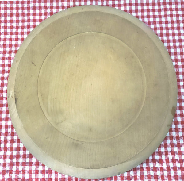 Early Victorian Round Carved Wood Bread Board 11 1/2 in