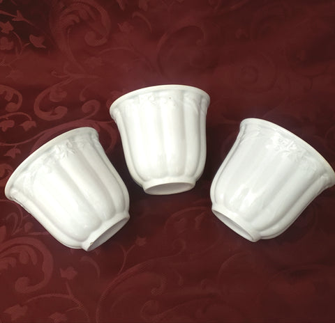 Antique White Ironstone Handless Cups Set of 3 Wheat & Clover England