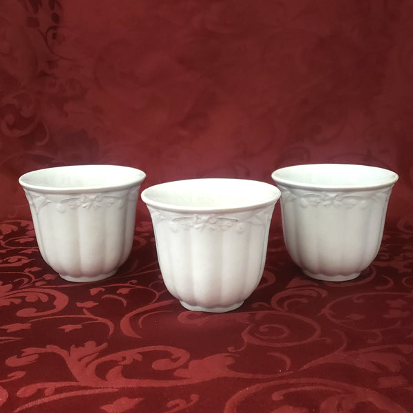 Antique White Ironstone Handless Cups Set of 3 Wheat & Clover England